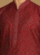 Designer Maroon Thread Embroidered Silk Kurta Pajama